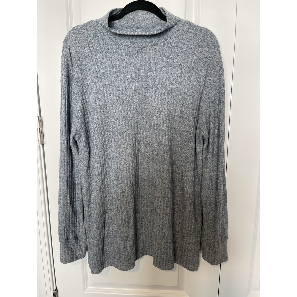Eddie Bauer Alpine Route Essential‎ Blue/Gray Sweater Large Ribbed Mock Neck